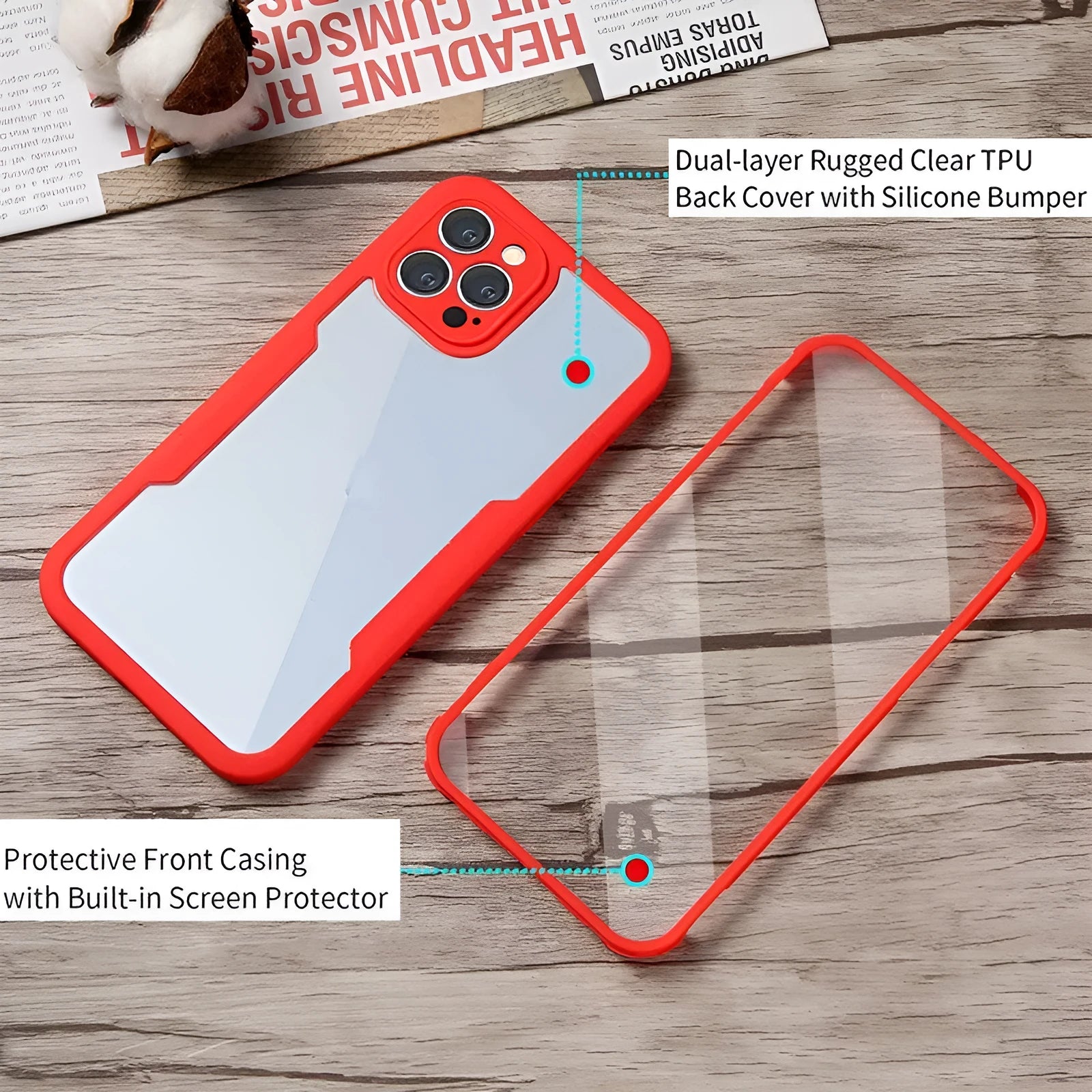 A flexible TPU protective mobile phone case for iPhones, shown in a selection of solid and multi-colour 360 Qicai finishes.