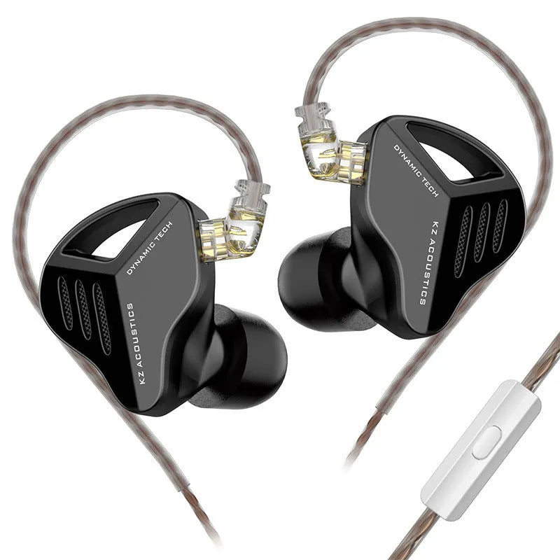 KZ ZAX hybrid driver in-ear headphones in Black or Silver blue with 3.5mm L-bend plug
