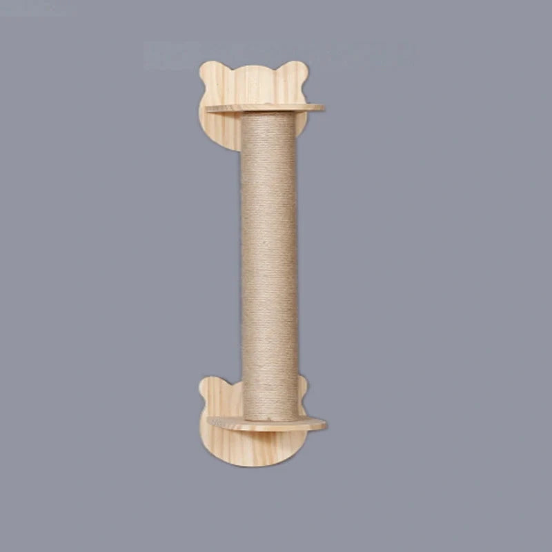 Solid wood wall-mounted cat jumping platform for pet climbing and lounging
