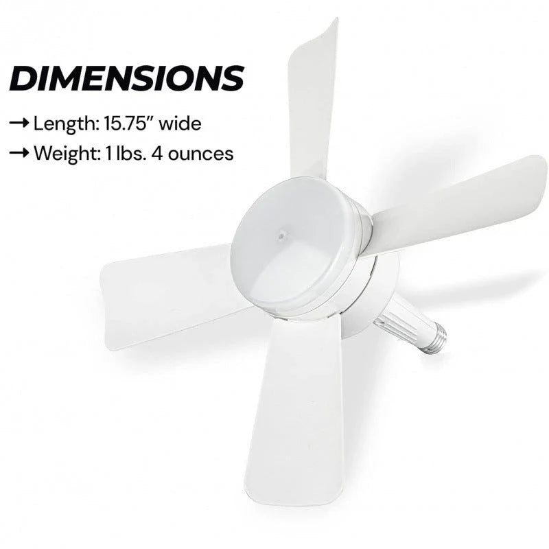 Adjustable ceiling fan light with wireless remote control, featuring a white housing and 4 plastic fan blades