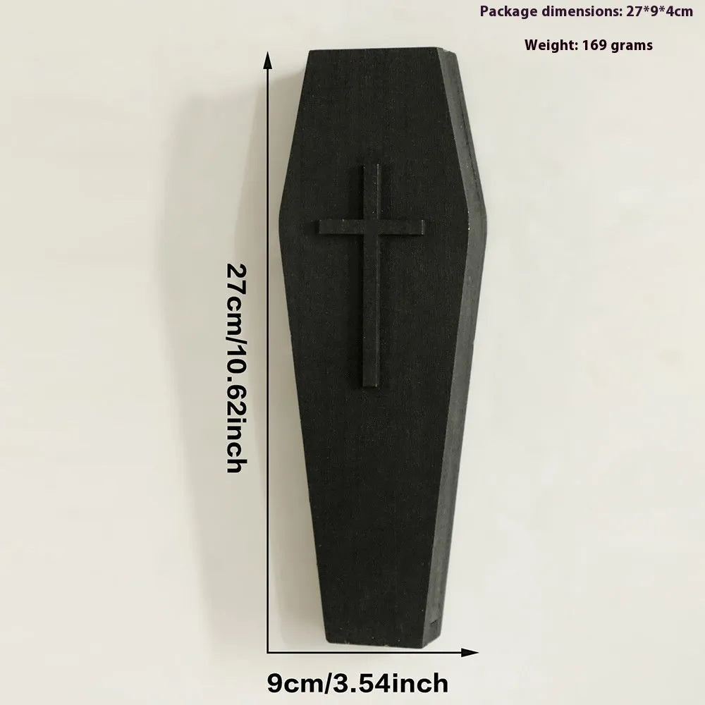 Black wooden cross wall shelf for vases measuring 27x9cm