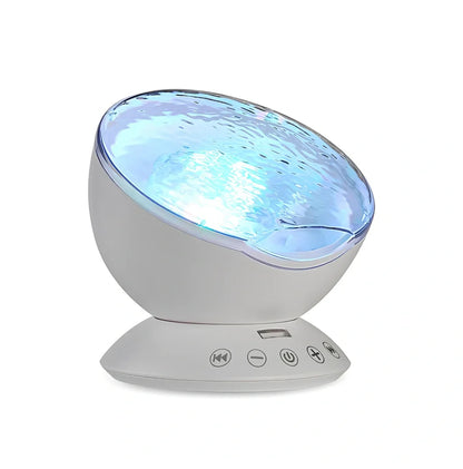 Ocean Wave Projector measuring 12.6x10.5cm with remote control projecting colourful waves on ceiling