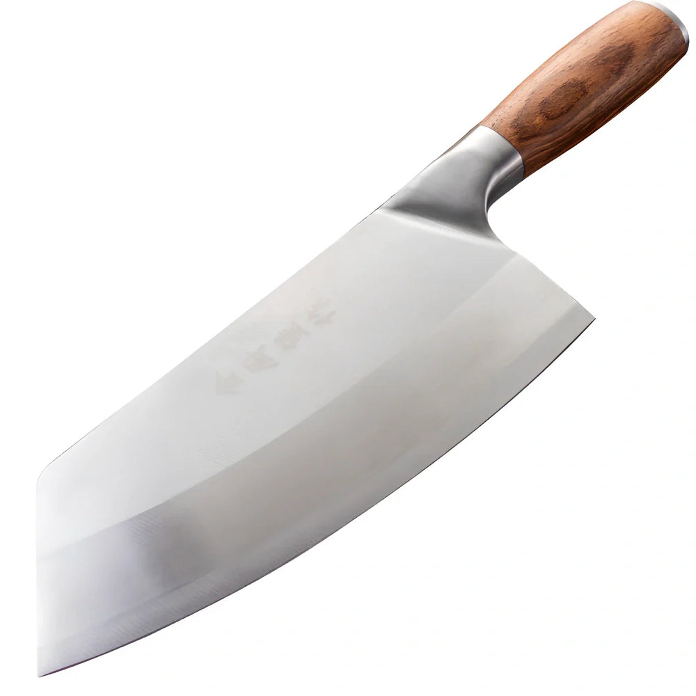 Professional kitchen slicing knife with 20cm stainless steel blade and 60-degree tip angle