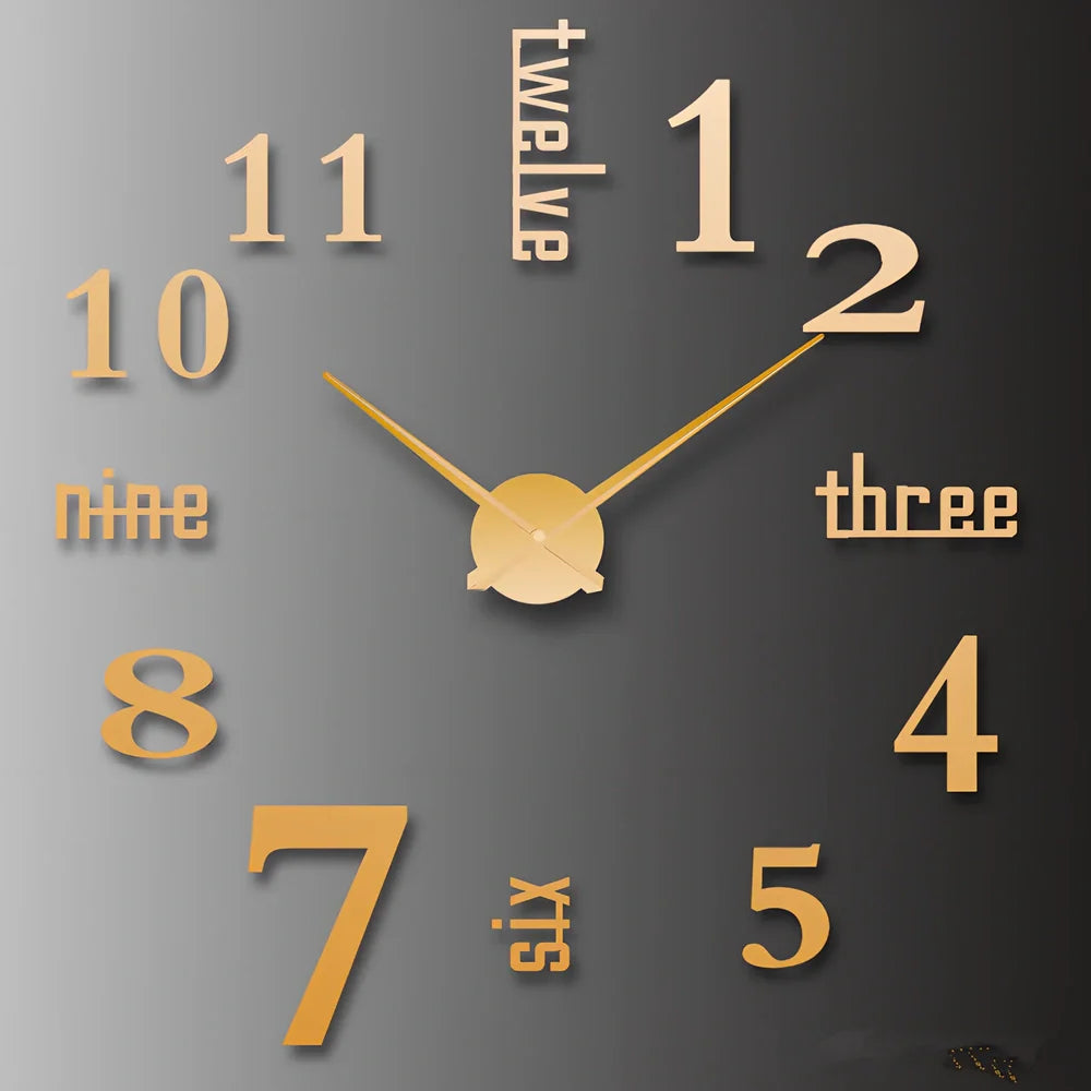 25-inch black solar wall clock with laser-engraved numbers and European round design