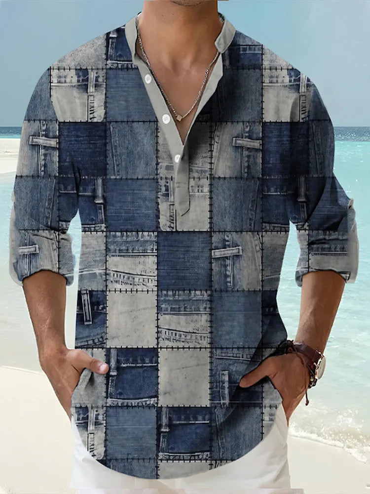 Thin striped Hawaiian long sleeve cardigan shirt in multiple colours and sizes up to 6XL