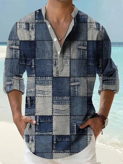Thin striped Hawaiian long sleeve cardigan shirt in multiple colours and sizes up to 6XL