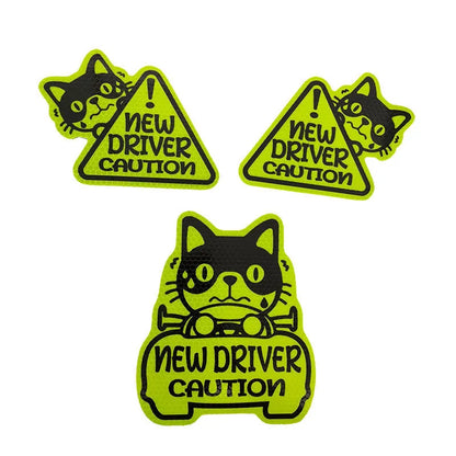 Three magnetic reflective stickers with cat, panda, and duck designs for waterproof outdoor applications