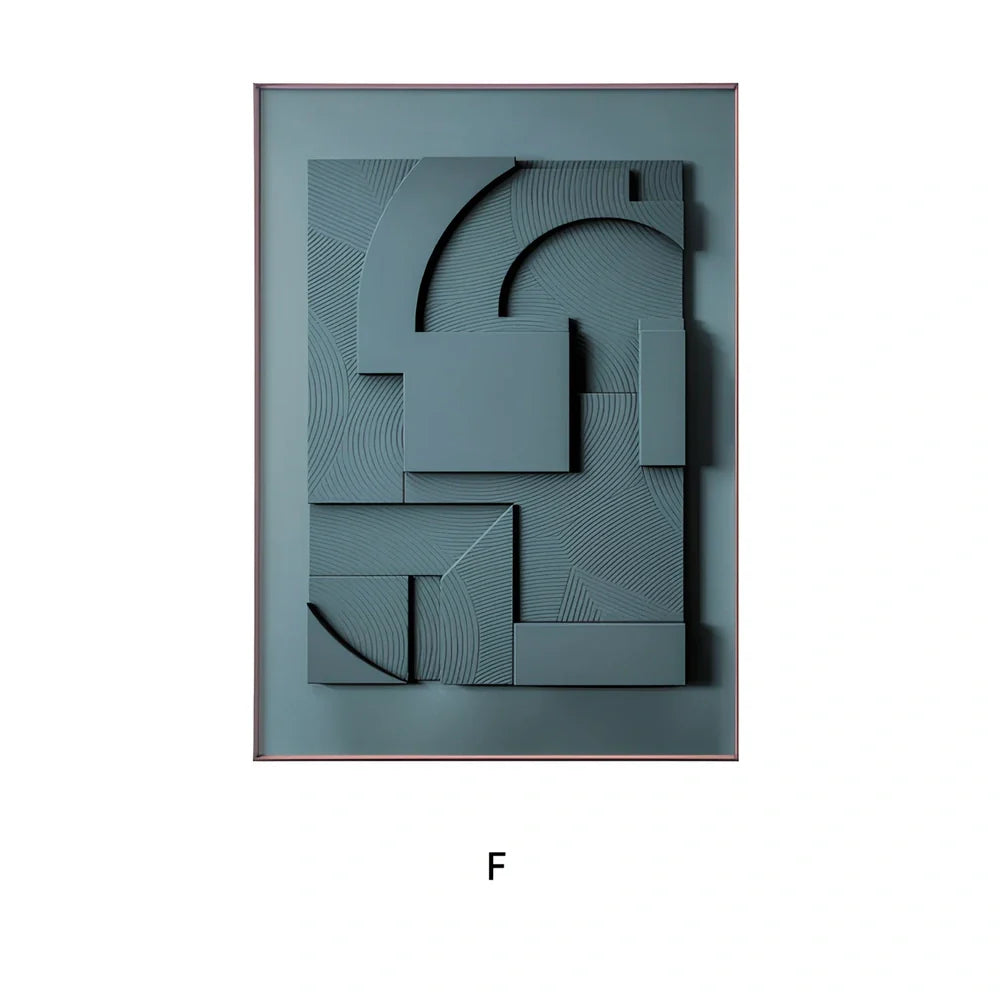 Geometric abstract canvas painting on knotless pine wood frame in modern style with spray-painted patterns