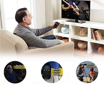 Brilliant coloured digital hearing aid amplifier with handheld FM radio-style design