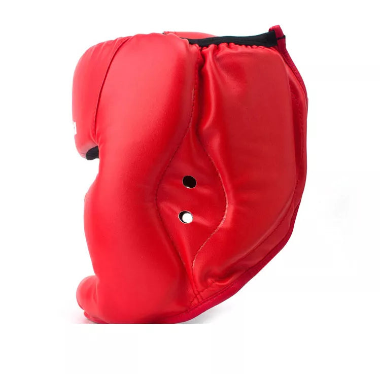 Taekwondo fighting headgear helmet in red, black, or blue for martial arts defense