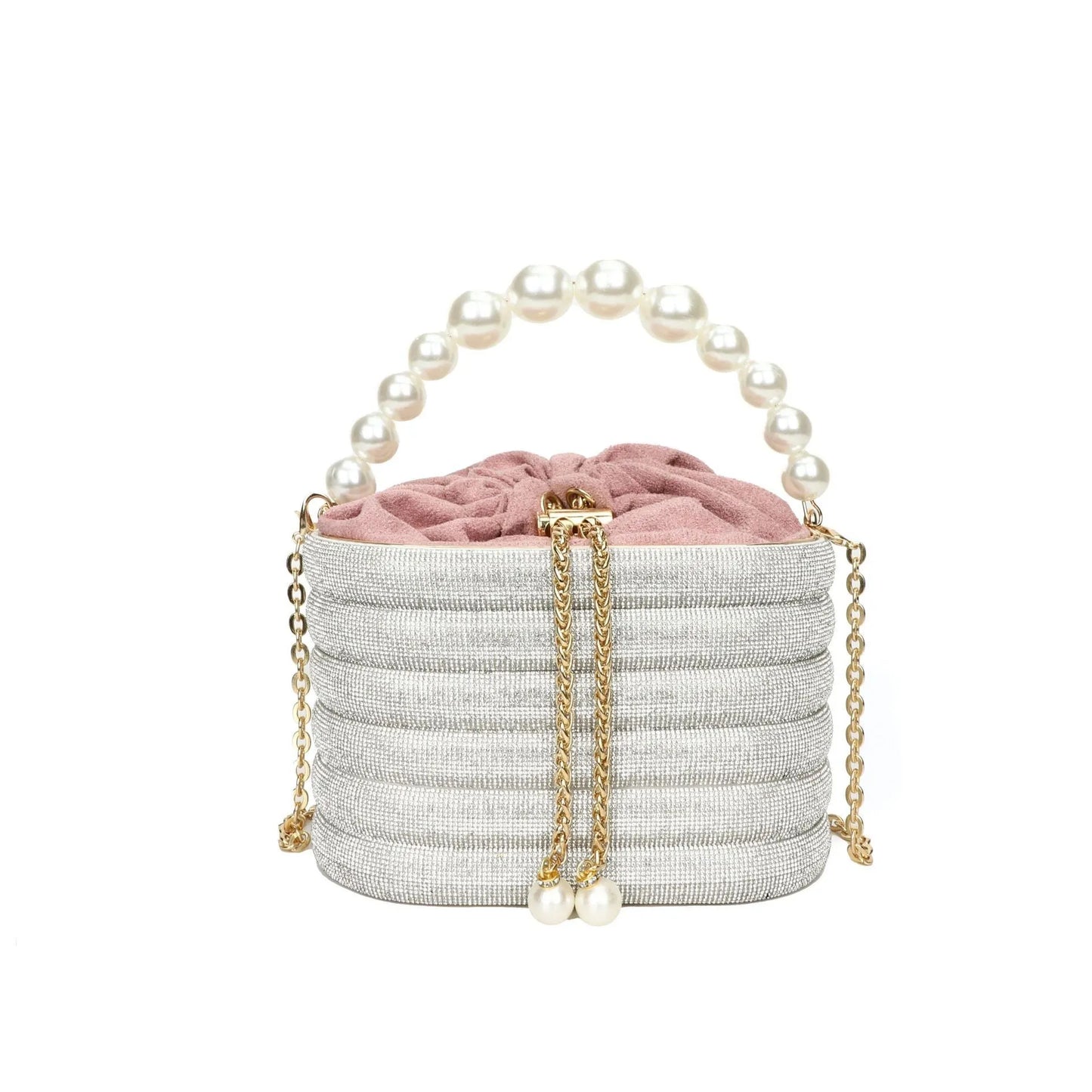 Women's soft PU crossbody bag with beaded accents, round shape, and single shoulder strap in black colour.