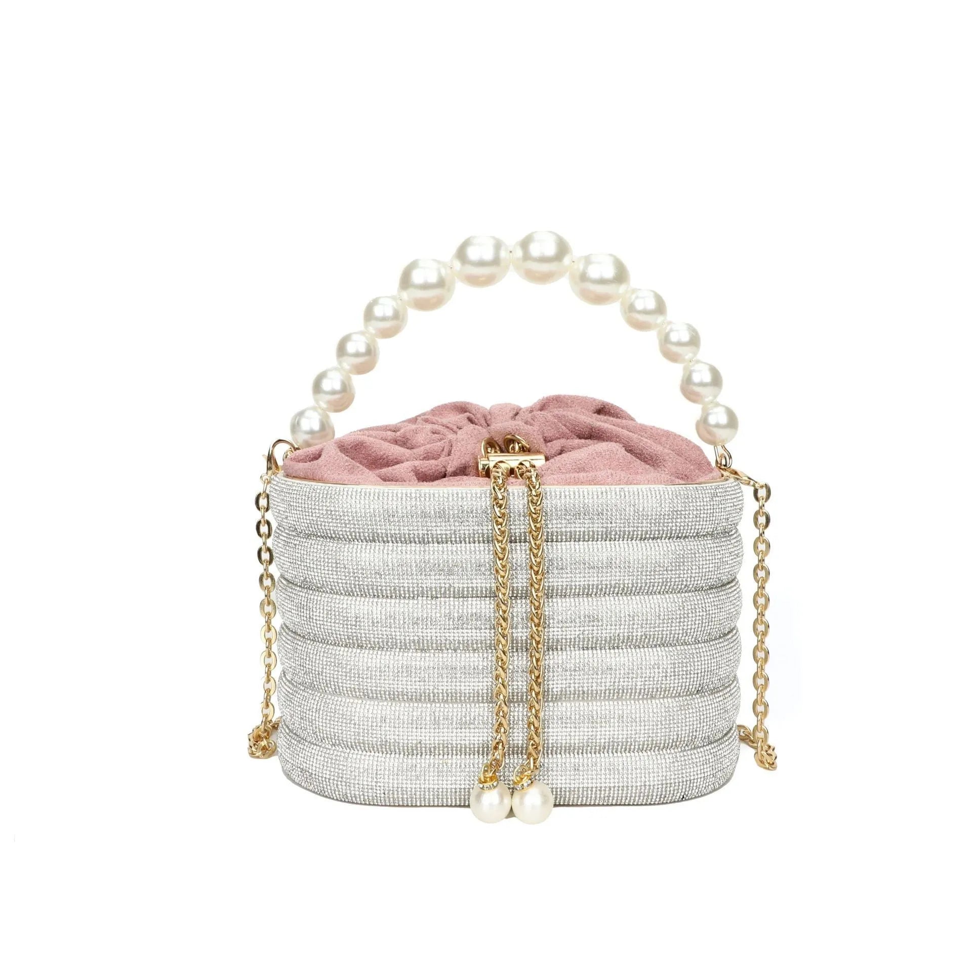 Women's soft PU crossbody bag with beaded accents, round shape, and single shoulder strap in black colour.