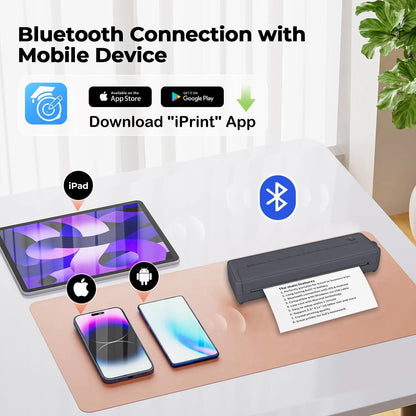 Black X8 model portable A4 printer with Bluetooth wireless connectivity