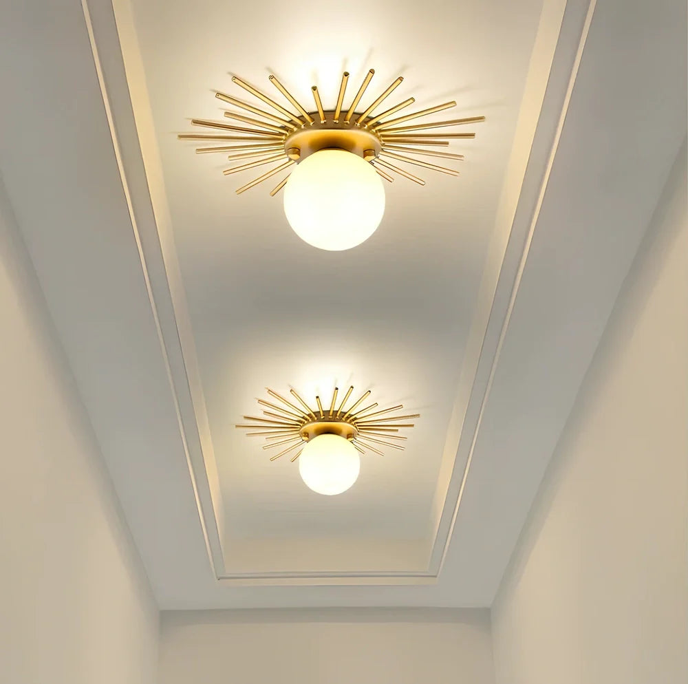 Iron corridor balcony ceiling lamp with abnormal-shaped shade in 25cm and 35cm sizes