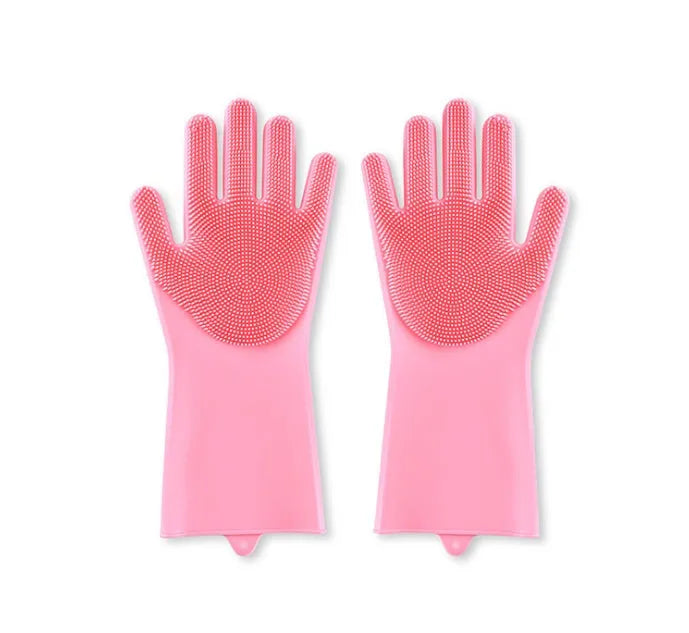 FDA food grade silicone kitchen cleaning gloves with orange colour and 357mm length