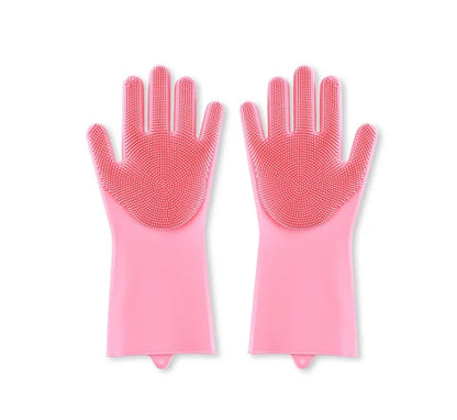 FDA food grade silicone kitchen cleaning gloves with orange colour and 357mm length