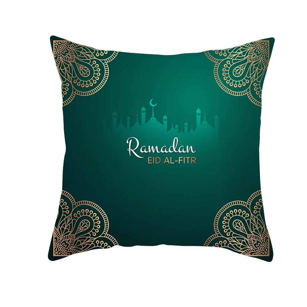 Single-sided digital printed peach skin pillowcase measuring 44cm for Ramadan Eid decor