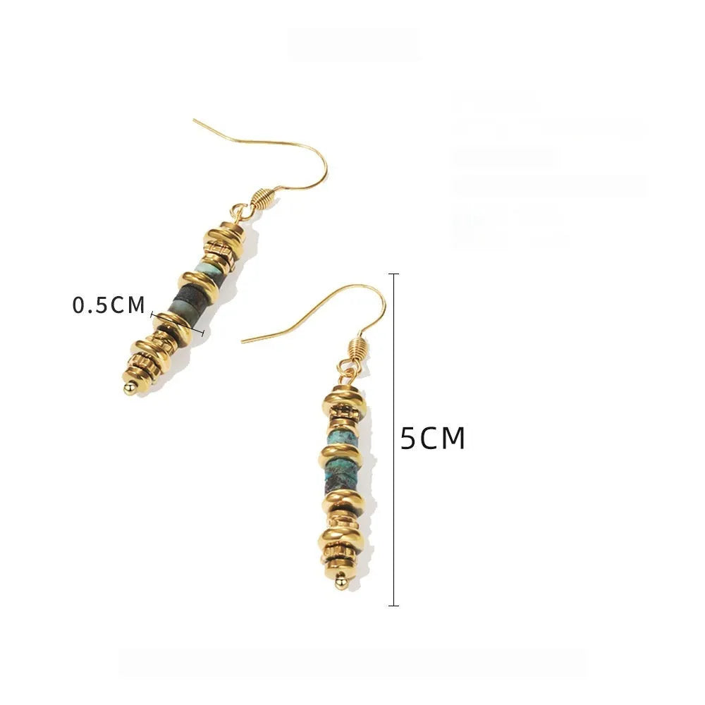 Geometric retro titanium steel dangle earrings in colour SE22101520.
