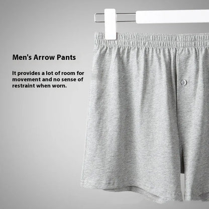 Men's cotton boxer shorts in black colour showing loose fit and high waist design