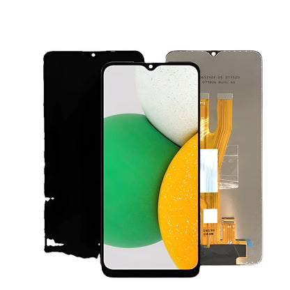 Samsung A03 Core mobile phone LCD screen assembly replacement part showing framed and frameless options