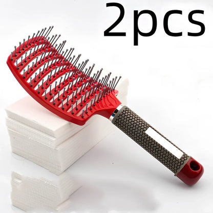 Large curved hairbrush with boar bristles showing 15cm width and natural bristle distribution