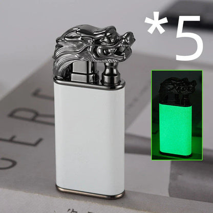Innovative dragon and dolphin lighters with dual-flame design, made of premium metal and featuring intricately crafted mythical creature motifs.
