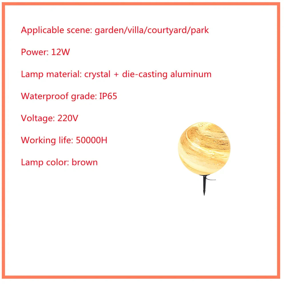 Solar-powered garden lamp in coffee colour with die-cast aluminium and crystal construction, 30cm height
