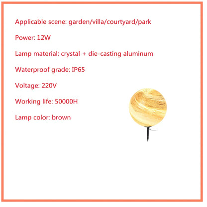 Solar-powered garden lamp in coffee colour with die-cast aluminium and crystal construction, 30cm height