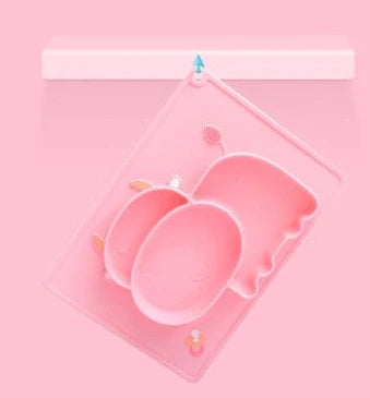 Green silicone baby bowl with suction base and crab cartoon design, 28cm diameter