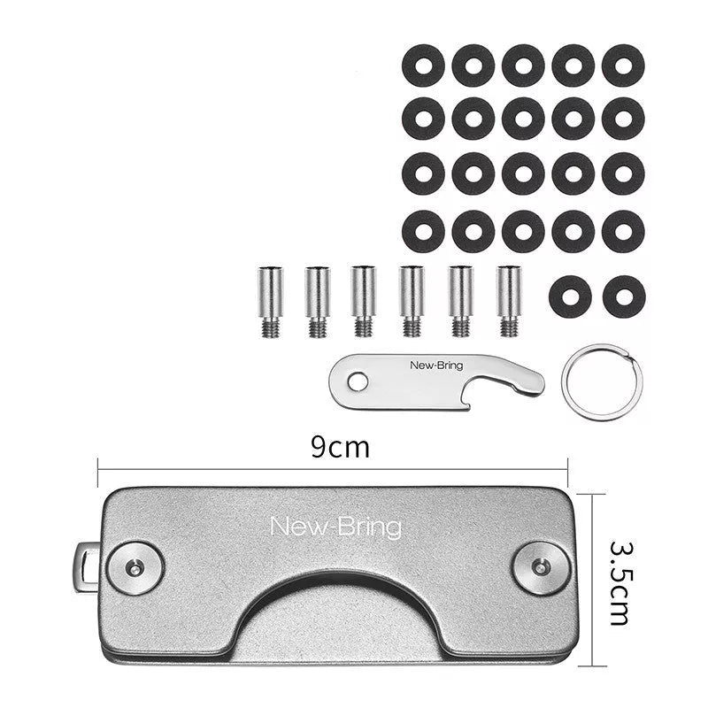Metal Multifunctional Keychain Organizer in various colors, holding multiple keys