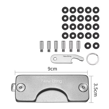 Metal Multifunctional Keychain Organizer in various colors, holding multiple keys