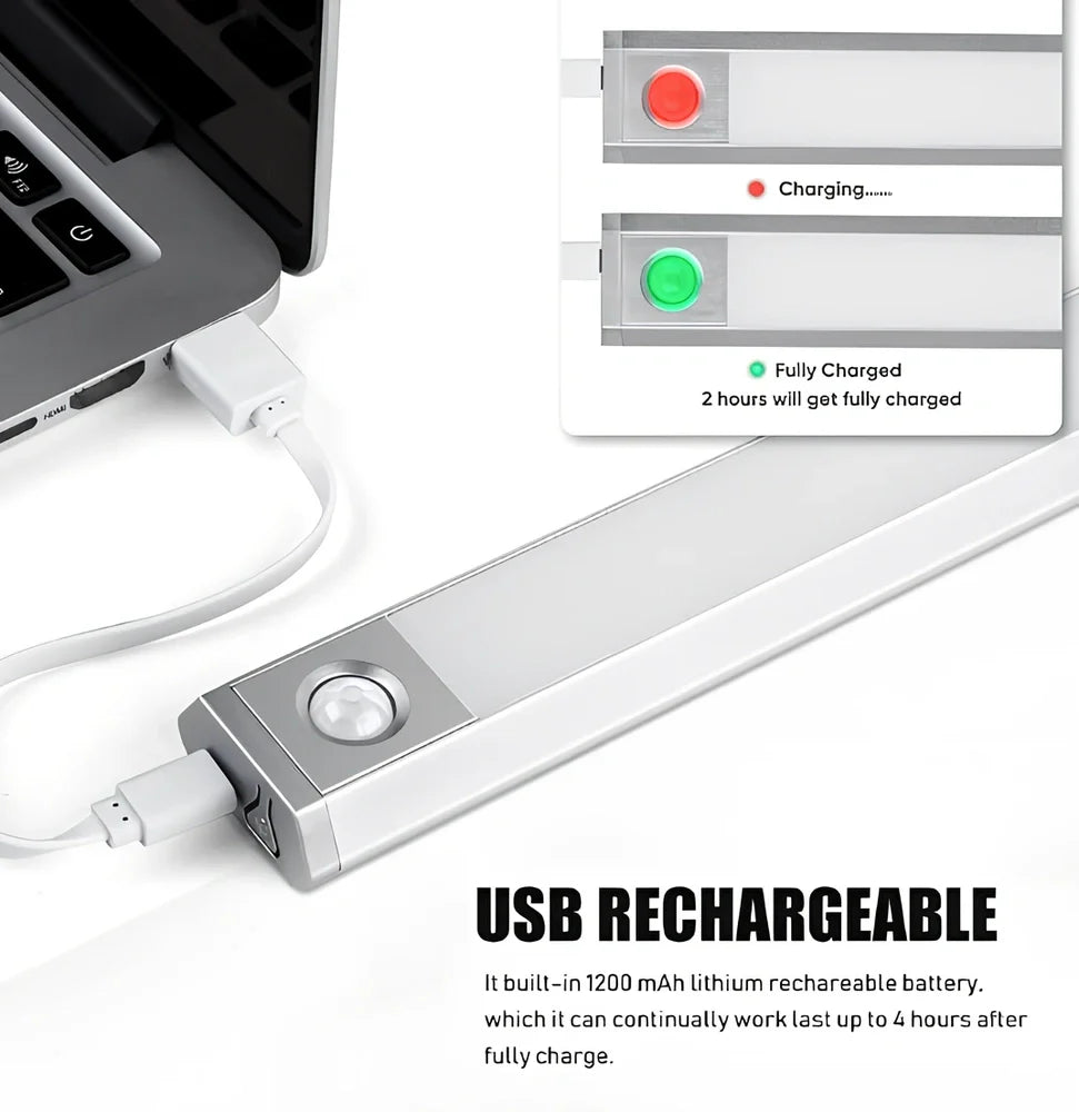 Wireless motion sensor LED light showing compact design and three colour temperature settings