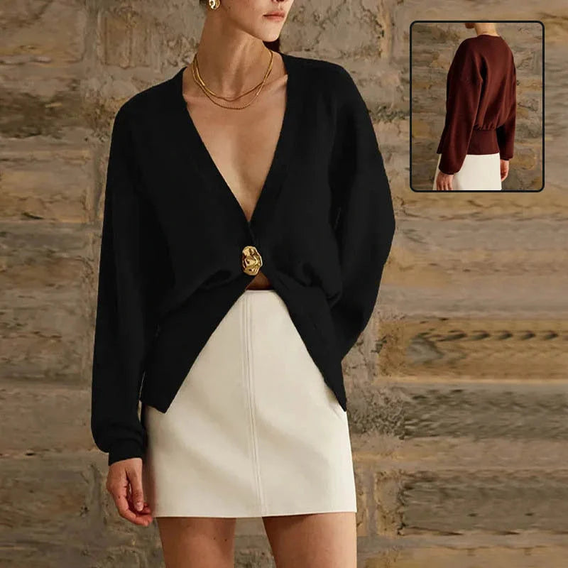 Stylish V-neck knit cardigan for women in various colors