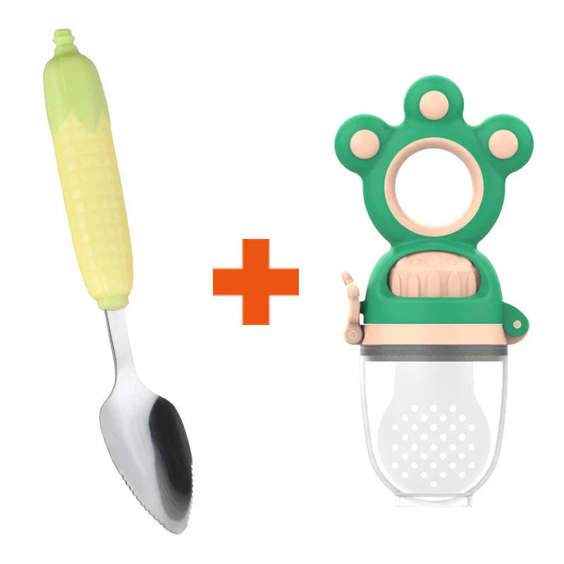 Fruit-infused baby pacifier feeder with mesh design, made of safe, high-quality silicone material