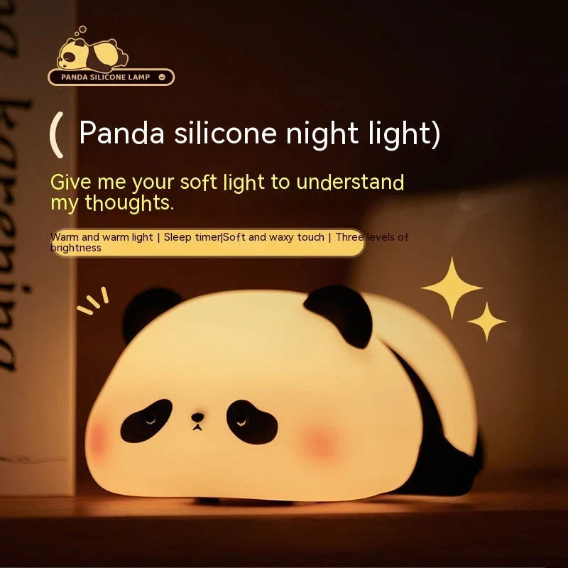 Adorable panda-shaped night light with soft, adjustable warm white LED glow