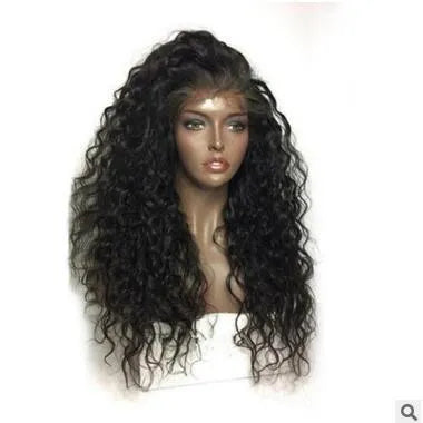 Front lace long curly wig in chemical fibre with domestic silk, available in 14 to 26 inch lengths for women