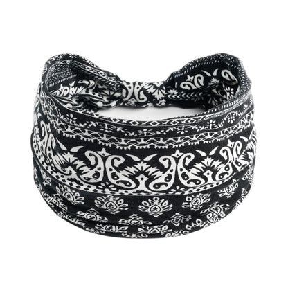 Bohemian cloth yoga sports headband with floral and polka dot patterns, available in multiple colours.