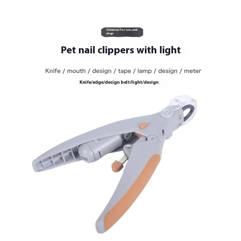 LED dog nail trimmer with blood line indicator on blister card packaging