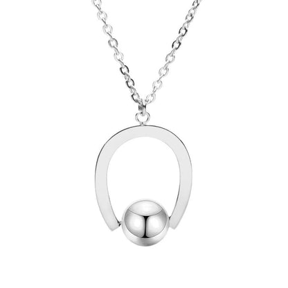 Adjustable stainless steel necklace with geometric pendant and cross chain design in gold or silver finish