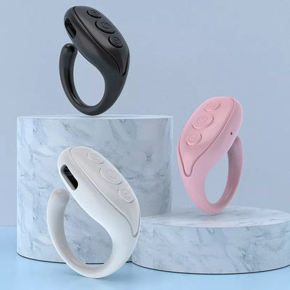 Ring Bluetooth Remote Control for Mobile Phone Self-timer in black, white, or pink