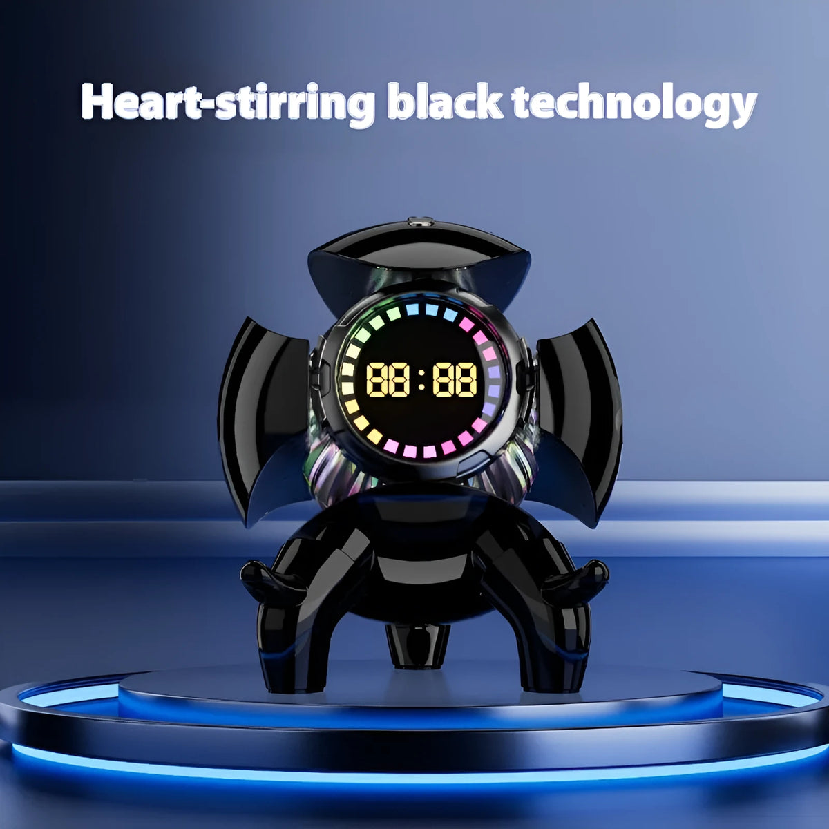 Mech Monster smart clock Bluetooth speaker with alarm, 6W output, 1800mAh battery, ABS+PC housing, white or yellow