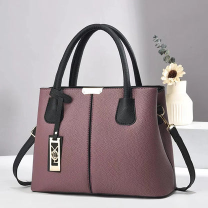 Soft PU leather large capacity shoulder bag in a horizontal square shape with an adjustable strap