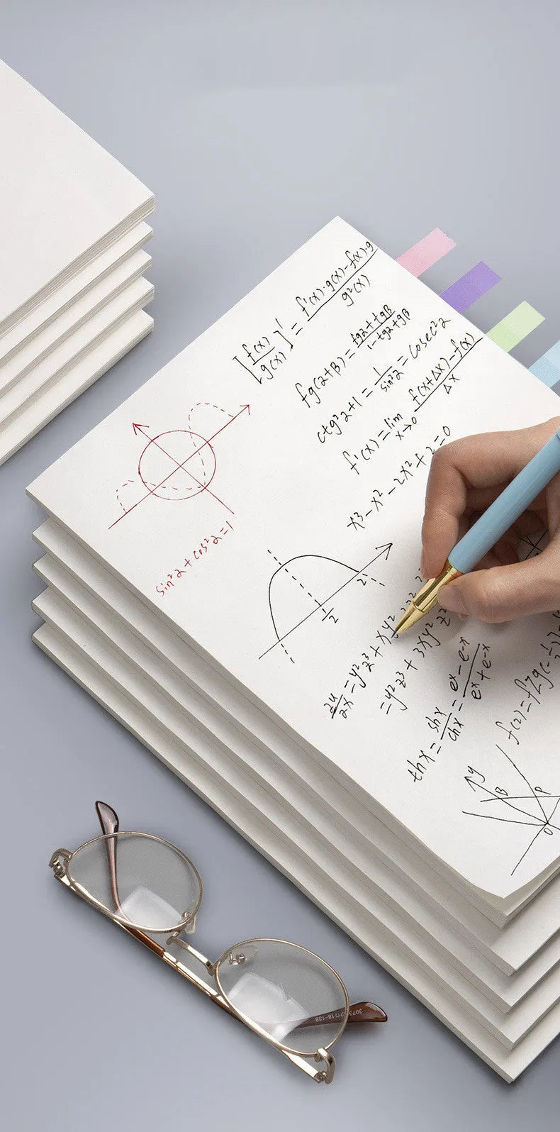 Blank calculus notebook with eye protection feature, A5 250x170mm size, picture colour design