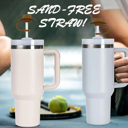 Stylish Cowboy Hat Straw Covers - Reusable drink toppers made from premium silicone for outdoor fun and fresh beverages