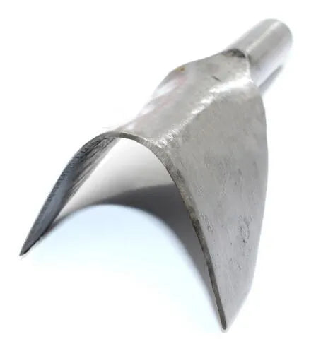 Six steel leather craft punch tools showing half-round and V-shaped profiles in sizes from 15mm to 40mm.