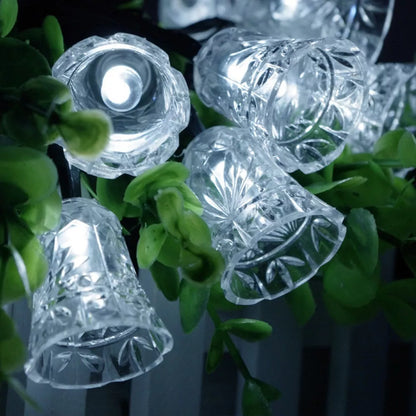 20 light bells solar string with warm white glow for outdoor decoration