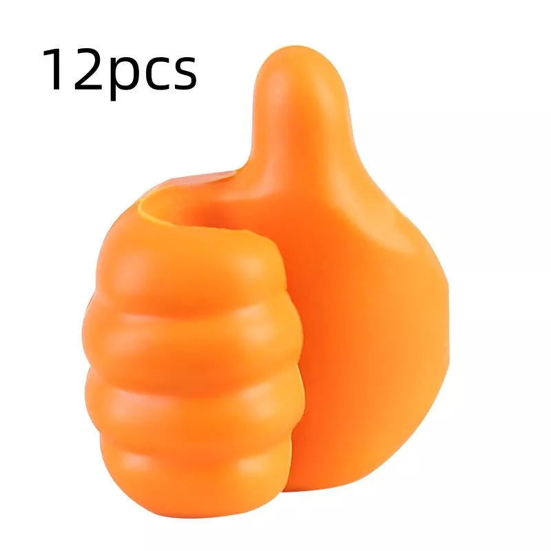 Silicone thumb wall hooks in various colors for organizing kitchen and bathroom items