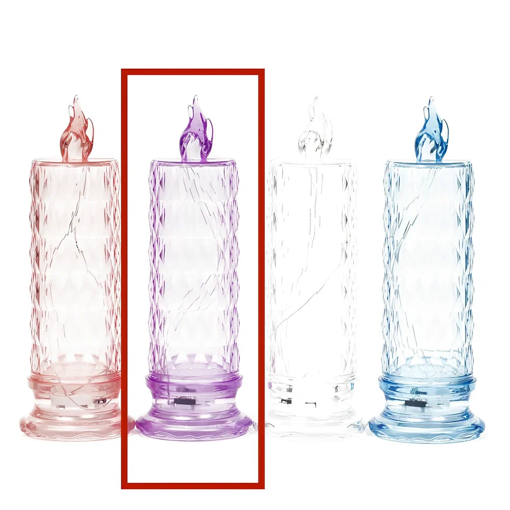 LED electronic candle light in transparent colour with diamond pattern, 15cm height