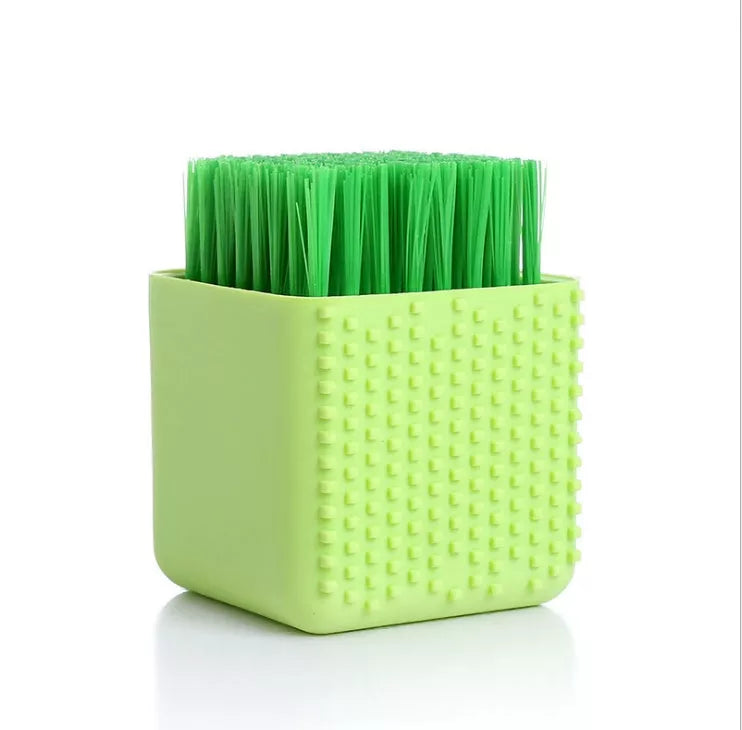 Square potted silicone kitchen brush for gentle cleaning of clothes and dishes