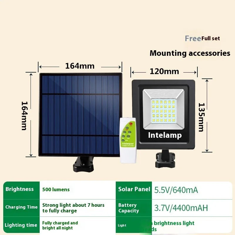 A waterproof solar-powered LED courtyard light mounted on a stake for garden or pathway illumination.